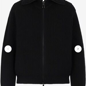 Moncler Woman’s  Black Zip-Up knit Cardigan Jacket Size Large